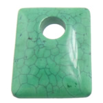 Pendentif turquoise, turquoise synthétique, rectangle, vert, 40x50x11mm, Trou:Environ 12.5mm, 20PC/lot, Vendu par lot