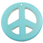 Turkis vedhæng, Syntetisk Turkis, Peace Logo, lyseblå, 55x55x5mm, Hole:Ca. 1.2mm, 50pc'er/Lot, Solgt af Lot