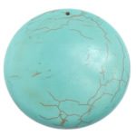 Pendentif turquoise, turquoise synthétique, Plat rond, bleu turquoise, 48x48x9.50mm, Trou:Environ 1.2mm, 30PC/lot, Vendu par lot