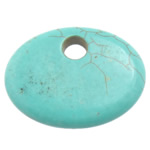 Turquoise Hanger, Synthetische Turquoise, Plat Ovaal, turkoois blauw, 59x44x9mm, Gat:Ca 10mm, 30pC's/Lot, Verkocht door Lot