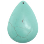 Turquoise siogairlín, Turquoise sintéiseach, Teardrop, turquoise gorm, 39x59x10mm, Poll:Thart 1.5mm, 50ríomhairí pearsanta/Lot, Díolta De réir Lot