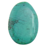 Turquoise siogairlín, Turquoise sintéiseach, Oval Maol, glas, 32.50x49.50x5mm, Poll:Thart 1.2mm, 50ríomhairí pearsanta/Lot, Díolta De réir Lot