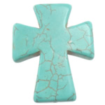 Coirníní turquoise, Turquoise sintéiseach, Cross, turquoise gorm, 40x50x8mm, Poll:Thart 1.5mm, 50ríomhairí pearsanta/Lot, Díolta De réir Lot