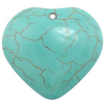 Pendentif turquoise, turquoise synthétique, coeur, bleu turquoise, 38x35x10mm, Trou:Environ 3mm, 50PC/lot, Vendu par lot