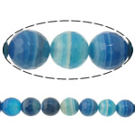 Perle Agate bleue naturelle, Rond, machine à facette & strie, 10mm, Trou:Environ 2mm, Longueur Environ 15 pouce, 5Strandstoron/lot, Environ 38PC/brin, Vendu par lot