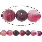 Perles agates rose naturelles, agate rose, Rond, machine à facette & strie, 10mm, Trou:Environ 2mm, Longueur Environ 15 pouce, 5Strandstoron/lot, Environ 38PC/brin, Vendu par lot