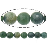 Agaat kralen, Moss Agate, Ronde, gefacetteerde, 8mm, Gat:Ca 2mm, Lengte Ca 16 inch, 10strengen/Lot, Ca 50pC's/Strand, Verkocht door Lot