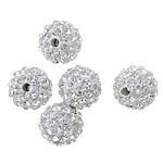 Rhinestone Clay Pave Kralen, strass klei pave, Ronde, met 55 stuks strass, 10mm, Gat:Ca 1.5mm, 100pC's/Lot, Verkocht door Lot