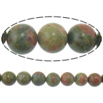 Unakite grânulos, Flores verdes, Roda, importado, 4mm, Buraco:Aprox 0.8mm, comprimento Aprox 15 inchaltura, 10vertentespraia/Lot, Aprox 90PCs/Strand, vendido por Lot