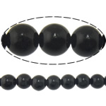 Grânulos de pedra pretas, Roda, naturais, 14mm, Buraco:Aprox 1.2-1.4mm, comprimento Aprox 15 inchaltura, 10vertentespraia/Lot, Aprox 27PCs/Strand, vendido por Lot