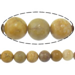 Perle en peirre jaune, Pierre jaune, Rond, 6mm, Trou:Environ 2mm, Longueur Environ 15 pouce, 10Strandstoron/lot, Environ 60PC/brin, Vendu par lot