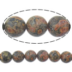 Huid van de luipaard Stone, Ronde, natuurlijk, 6mm, Gat:Ca 0.8mm, Lengte Ca 15 inch, 20strengen/Lot, Ca 60pC's/Strand, Verkocht door Lot