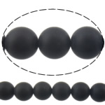 Coirníní Dubh Agate Nádúrtha, Agate Black, Babhta, frosted, 8mm, Poll:Thart 0.8-1mm, Fad 15 Inse, 10Snáitheanna/Lot, Díolta De réir Lot