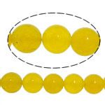 Perles en jade, blanc de jade, Rond, lisse, Jaune, 6mm, Trou:Environ 0.8mm, Longueur Environ 15 pouce, 30Strandstoron/lot, Environ 60PC/brin, Vendu par lot