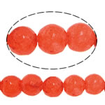 Perles en jade, blanc de jade, Rond, lisse, rouge, 8mm, Trou:Environ 1.5mm, Longueur Environ 15 pouce, 20Strandstoron/lot, Environ 46PC/brin, Vendu par lot