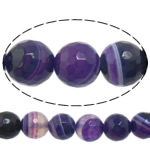 Prirodni Purple ahat perle, Ljubičasta Agate, Krug, Stroj izbrušena & pruga, 8mm, Rupa:Približno 0.8-1mm, Dužina 15 inčni, 10pramenovi/Lot, Prodano By Lot