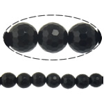 Crna Kamene perle, Crna Stone, Krug, faceted, 10mm, Rupa:Približno 1mm, Dužina Približno 15 inčni, 10pramenovi/Lot, Približno 37računala/Strand, Prodano By Lot