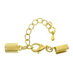 Brass Αστακός Claw Cord Κούμπωμα, Ορείχαλκος, χρώμα επίχρυσο, με την άκρη καλώδιο, νικέλιο, μόλυβδο και κάδμιο ελεύθεροι, 42mm, 6x12x3mm, 5.5x12x4mm, 300Σετ/Παρτίδα, Sold Με Παρτίδα