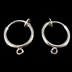 Messing Hoop Earring Components, silver plated, met lus, nikkel, lood en cadmium vrij, 13x1.50x4.50mm, Gat:Ca 2mm, 50paren/Bag, Verkocht door Bag