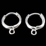 Messing Hoop Earring Components, silver plated, met lus, nikkel, lood en cadmium vrij, 12x2mm, Gat:Ca 2mm, 200paren/Bag, Verkocht door Bag