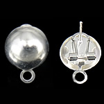 Mässing Omega Örhänge Komponent, Dome, silver pläterad, med ögla, nickel, bly och kadmium gratis, 14x19mm, Hål:Ca 3mm, 100Pairs/Bag, Säljs av Bag