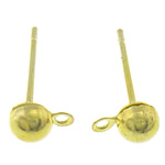 Messing Earring Bericht, Koepel, gold plated, met lus, nikkel, lood en cadmium vrij, 4x15x1mm, Gat:Ca 2mm, 1000paren/Bag, Verkocht door Bag