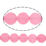 Jade kralen, Jade Wit, Ronde, glad, roze, 6mm, Gat:Ca 0.8mm, Lengte Ca 15 inch, 30strengen/Lot, Ca 60pC's/Strand, Verkocht door Lot