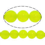 Jade kralen, Jade Wit, Ronde, glad, geel, 6mm, Gat:Ca 0.8mm, Lengte Ca 15 inch, 30strengen/Lot, Ca 60pC's/Strand, Verkocht door Lot