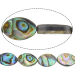 Abalone Shell Perler, Flad Oval, naturlig, 8x12x3mm, Hole:Ca. 0.7mm, Længde Ca. 15.5 inch, 5Strands/Lot, Solgt af Lot