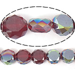 Efterligning CRYSTALLIZED™ Crystal Beads, Krystal, Flad Rund, halv-belagte, efterligning CRYSTALLIZED™ krystaller & maskine facetteret, rubin, 12x12x7mm, Hole:Ca. 1.2mm, 300pc'er/Lot, Solgt af Lot