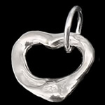 Pendentif en argent Sterling 925, coeur, 9.50x8.50x2mm, Trou:Environ 4mm, 20PC/sac, Vendu par sac