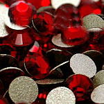 Parche de Diamantes de Imitacion, Cristal, Cúpula, espalda plana & facetas, Coral de Rojo Oscuro, Grado A, 2.4-2.5mm, 10Grosses/Bolsa, 144PCs/Cesta, Vendido por Bolsa