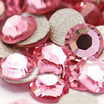 Kristall Cabochons, Dome, platt baksida & fasetterad, Lt Rose, Grade A, 1.9-2.1mm, 10Grosses/Bag, 144PC/brutto, Säljs av Bag