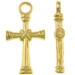 Zinklegering Cross Hangers, Zinc Alloy, Oversteken, gold plated, nikkel, lood en cadmium vrij, 11x21x3mm, Gat:Ca 2mm, Ca 1250pC's/KG, Verkocht door KG