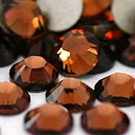 Kristall Cabochons, Dome, platt baksida & fasetterad, Rökt Topaz, Grade A, 2.4-2.5mm, 10Grosses/Bag, 144PC/brutto, Säljs av Bag