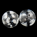 Dmuchane koraliki szklane, Lampwork, Koło, Ręcznie robione, pusty, biały, 12mm, otwór:około 1-3mm, 50komputery/torba, sprzedane przez torba