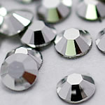 Kristall Cabochons, Dome, platt baksida & fasetterad, Silver Metallic, Grade A, 2.4-2.5mm, 10Grosses/Bag, 144PC/brutto, Säljs av Bag