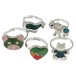 Enamel Mood Finger Ring, cobre, with ferro, misto, níquel, chumbo e cádmio livre, 12.5-16mm, Diametro interno:Aprox 16mm, tamanho:6, 100PCs/box, vendido por box