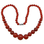 Agat halsband, Red Agate, zinklegering skruva lås, Rund, 6-12mm, Längd 18 inch, 5Strands/Lot, Säljs av Lot