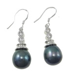 Freshwater Pearl Earrings with Rhinestone brass earring hook Sold By Pair