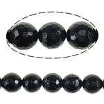 Természetes fekete achát gyöngyök, Kerek, sokoldalú, 16mm, Lyuk:Kb 2mm, Hossz 16 inch, 5Strands/Lot, Által értékesített Lot