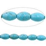 Coirníní turquoise, Turquoise Nádúrtha, Oval, Skyblue, 12x8mm, Poll:Thart 1mm, Fad Thart 15.5 Inse, 10Snáitheanna/Lot, Díolta De réir Lot