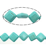 Turkos pärlor, Natural Turquoise, Rhombus, ljusblå, 10x10x4mm, Hål:Ca 1.4mm, Längd Ca 16 inch, 20Strands/Lot, Säljs av Lot