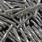 Japanski Staklo Sjeme perle, Staklo sjeme perli, Twisted Bugle, srebro-postrojilo, bijel, 2x9-10mm, Rupa:Približno 1mm, Približno 9000računala/Torba, Prodano By Torba