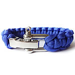 Bracelets de survie, 330 Parachute, Alliage de zinc fermoir, tissé, couleur bleu foncé, 23mm, Longueur 9 pouce, 5Strandstoron/sac, Vendu par sac