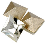 Crystal Cabochoner, Krystal, Square, rivoli tilbage & facetteret, Krystal, 4x4mm, 500pc'er/Bag, Solgt af Bag