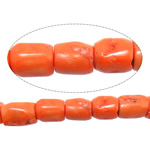 Abalorios de Coral, Coral natural, Tubo, naranja rojizo, 10-14x11-17mm, agujero:aproximado 1.5mm, longitud aproximado 17 Inch, 10Strandsfilamento/Grupo, Vendido por Grupo