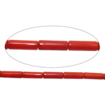 Perles en corail naturel, tube, rouge, 3x9mm, Trou:Environ 1mm, Longueur Environ 16 pouce, Environ 10Strandstoron/lot, Environ 45PC/brin, Vendu par lot