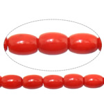 Abalorios de Coral, Coral natural, Óvalo, Rojo, 5x9mm, agujero:aproximado 1mm, longitud aproximado 16 Inch, 10Strandsfilamento/Grupo, aproximado 90PCs/Sarta, Vendido por Grupo