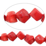 Grânulos corais naturais, Coral natural, Pepitas, vermelho, 11-16x11-16mm, Buraco:Aprox 1.5mm, comprimento Aprox 16.5 inchaltura, 10vertentespraia/Lot, Aprox 29PCs/Strand, vendido por Lot